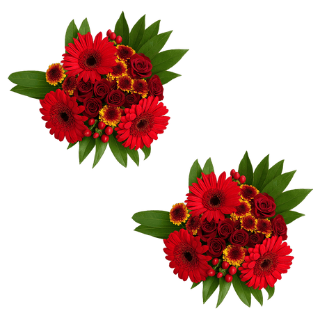 2 Red Fall Flower Bouquets Fresh Autumn Arrangement Set