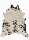 Vegan Cream Metallic Shinny Glow Faux Hide Cowhide Rug - Silver, Brown Patch, Black Patch, 5' X 7' (1 Piece)