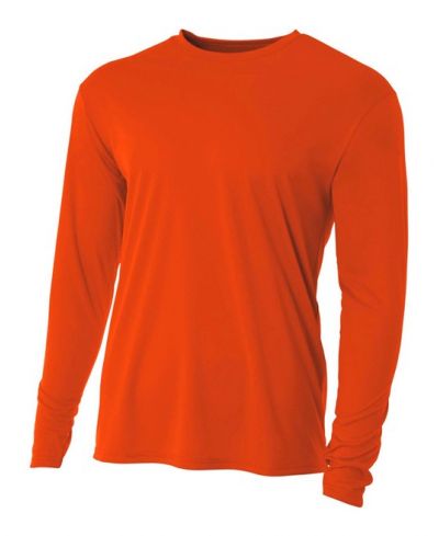 A4 N3165 Micro Poly Interlock Fabric - Athletic Orange, Long Sleeve, 44+ UPF (1 Piece)