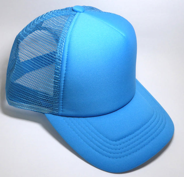 Trucker Hats Caps Fabric - Neon Blue, Adjustable (1 Piece)