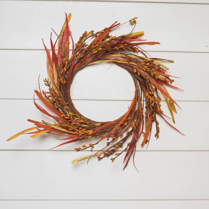 7” Faux Autumn Grass Candle Ring