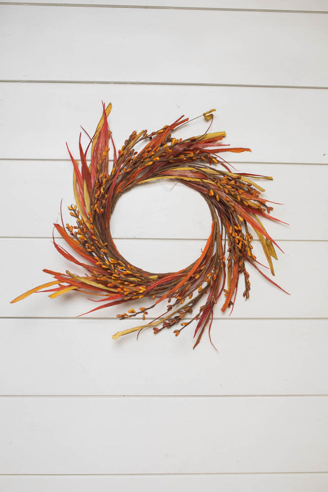 7” Faux Autumn Grass Candle Ring