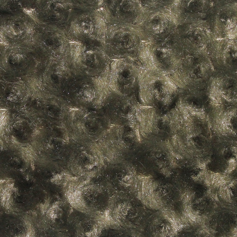 1 Yard Avocado Minky Rosebud Fabric 58/60" Width Rose Swirl Embossed