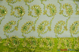 Coco Paisley Polyester Fabric - Sheer Embroidered Paisley, Double Scallop Lace, 52" Width (1 Yard)