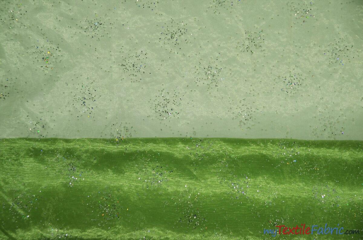 Sparkle Organza Polyester Fabric - Glitter Beads, Sheer, 58" Width (1 Yard)