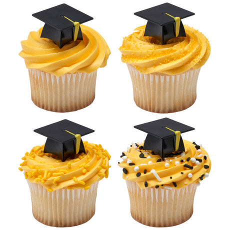 Graduation 3D Hat Cupcake Cake Pics - set of 144
