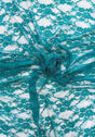 Azure Teal Nylon Spandex Stretch Lace Fabric - Vintage Look Shimmery Floral Sheer, 58/60" Width (1 Yard)