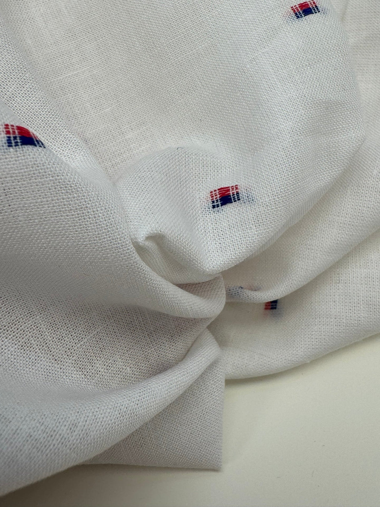 Cotton Linen Fil Coupé White Geometric