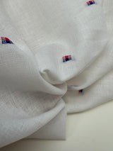 Cotton Linen Fil Coupé White Geometric