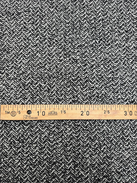 Wool Cotton Tweed Melange Black White