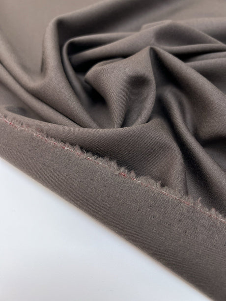 Virgin Wool Brown Twill Suit Fabric
