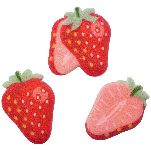 Strawberries Dec-Ons Sugar Edible Decorations 12ct