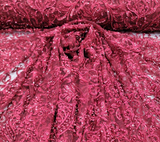 Beaded Lace Burgundy Floral Mesh Fabric