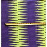 African Print Fabric Ankara Polycotton Fabric - Purple, Green Owerri Beat Design, 45" Width (Per Yard)
