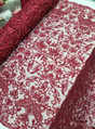 Beaded Lace Burgundy Floral Mesh Fabric