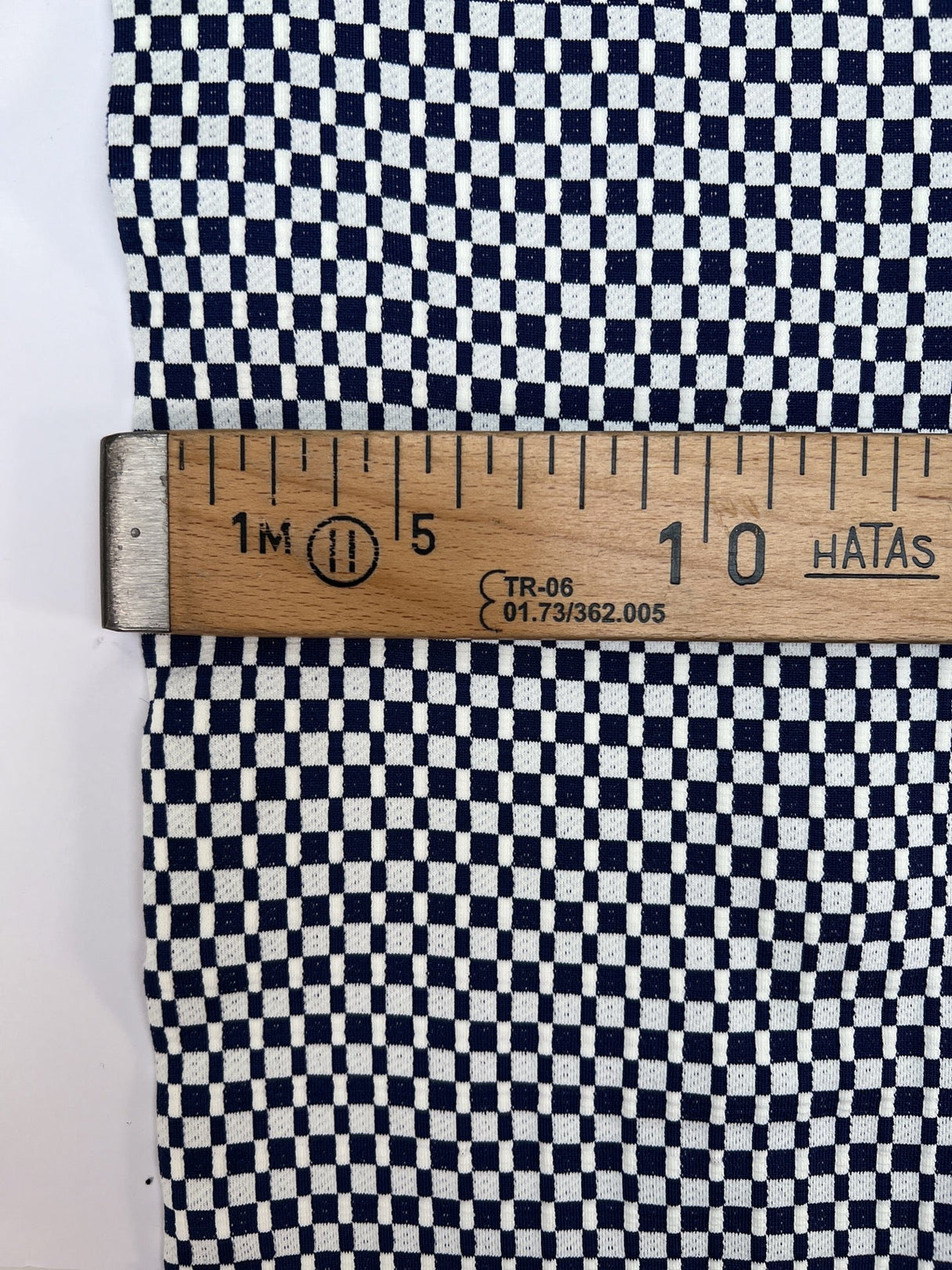 Polyamide Elastane Knitted Fabric Checked White Blue