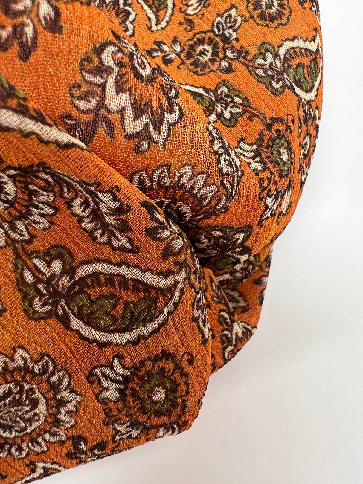 Polyester Chiffon Paisley Print Beige-Orange