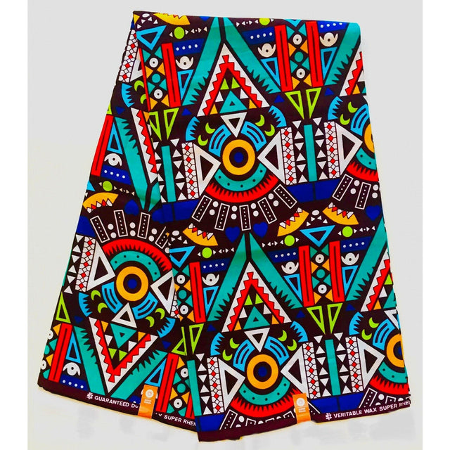 Nubia Sans Souci 100% Cotton Fabric - Multicolored African Print, 46" Width (Per Yard)