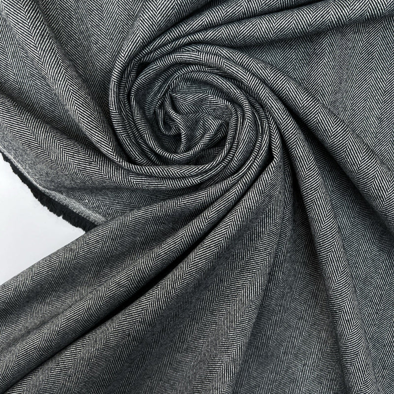 Wool Tweed Herringbone Suit Fabric Gray