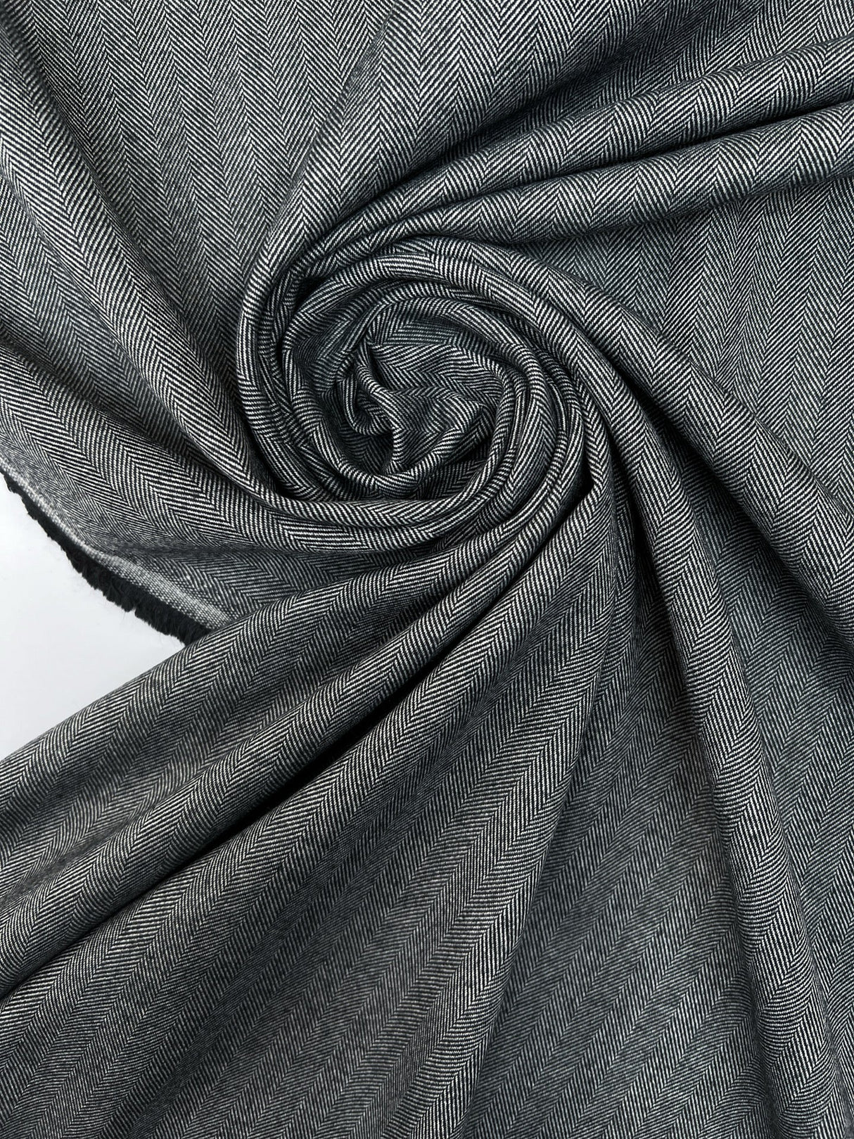 Wool Tweed Herringbone Suit Fabric Gray