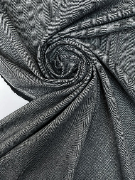 Wool Tweed Herringbone Suit Fabric Gray