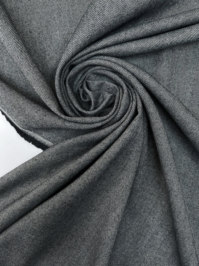 Wool Tweed Herringbone Suit Fabric Gray