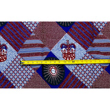 African Print Ankara Cotton Fabric - Brown, Blue, White Scatta, 46" Width (Per Yard)