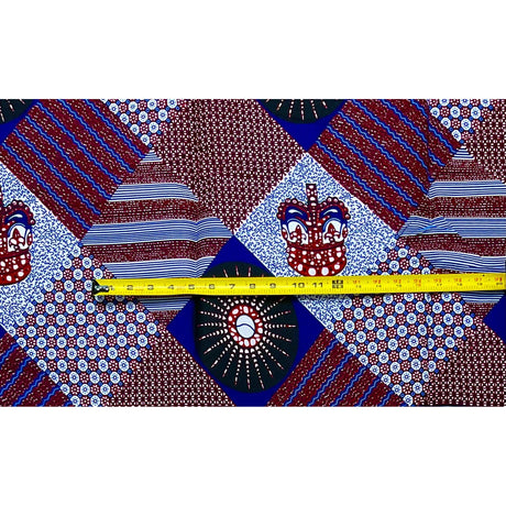African Print Ankara Cotton Fabric - Brown, Blue, White Scatta, 46" Width (Per Yard)