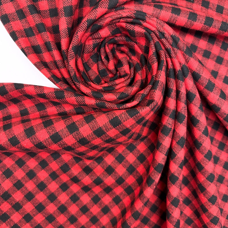 Cotton Flannel Checked Red Black