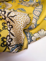 Silk Twill Yellow Floral Fabric