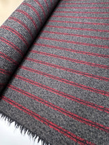 Wool Tweed Melange Striped Gray