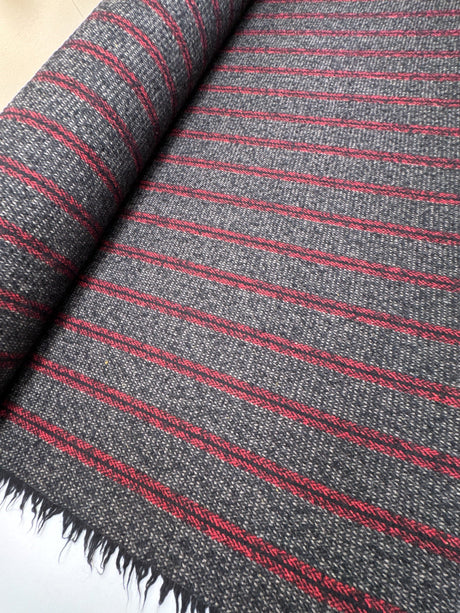 Wool Tweed Melange Striped Gray