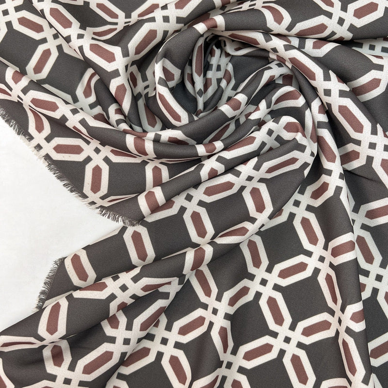 Printed Polyester Geometric Gray Beige