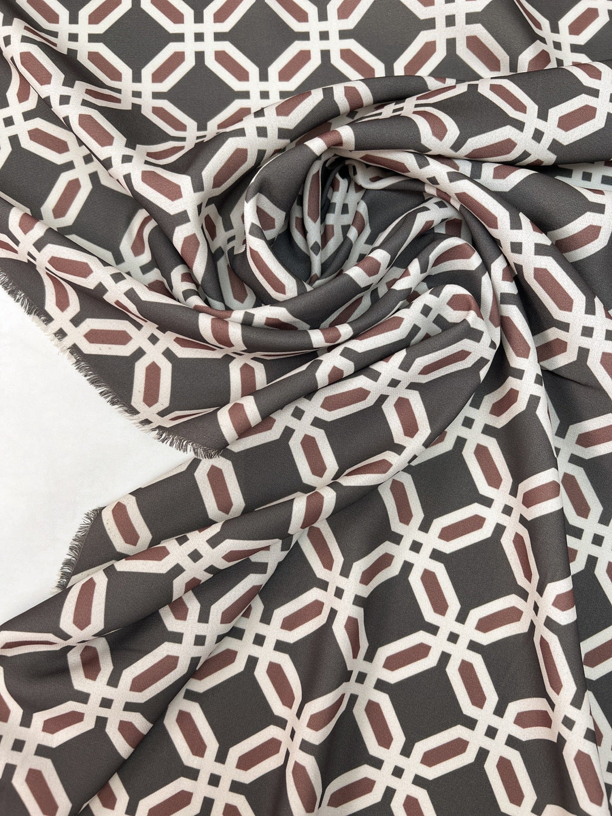 Printed Polyester Geometric Gray Beige