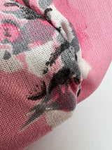 Printed Polyester Fabric Gray Pink Floral