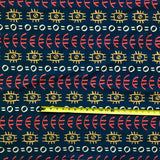 Abimbola Stretch Cotton Satin Fabric - Navy, Orange, Marigold, Beige African Print, 58" Width (1 Yard)