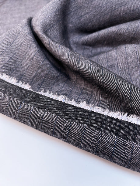 Wool Tweed Striped Melange Herringbone