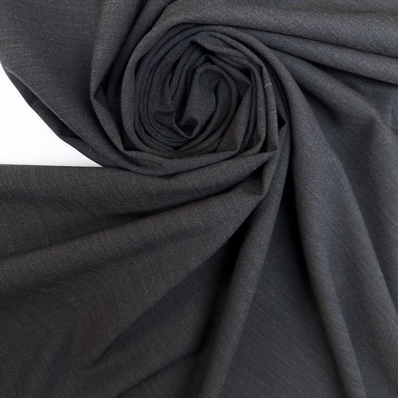 Polyester Virgin Wool Blend Melange Gray Stretch Fabric
