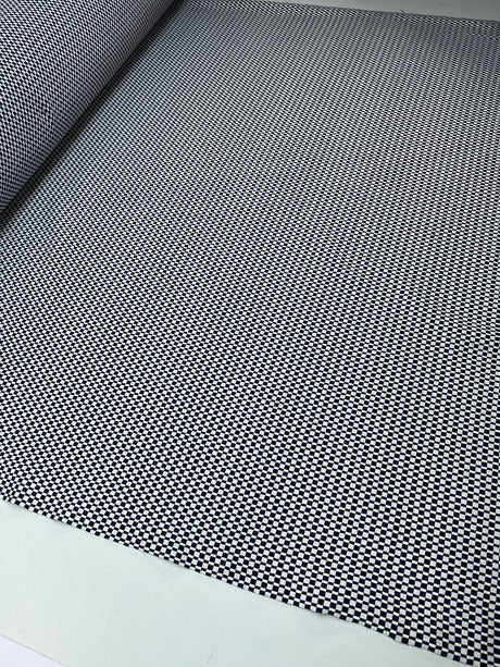 Polyamide Elastane Knitted Fabric Checked White Blue