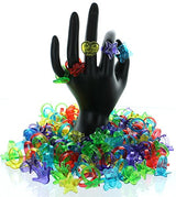 Plastic Glitter Rings, Assorted Colors and Designs- 144 Count