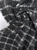 Virgin Wool Blend Bouclé Tweed Checked Gray