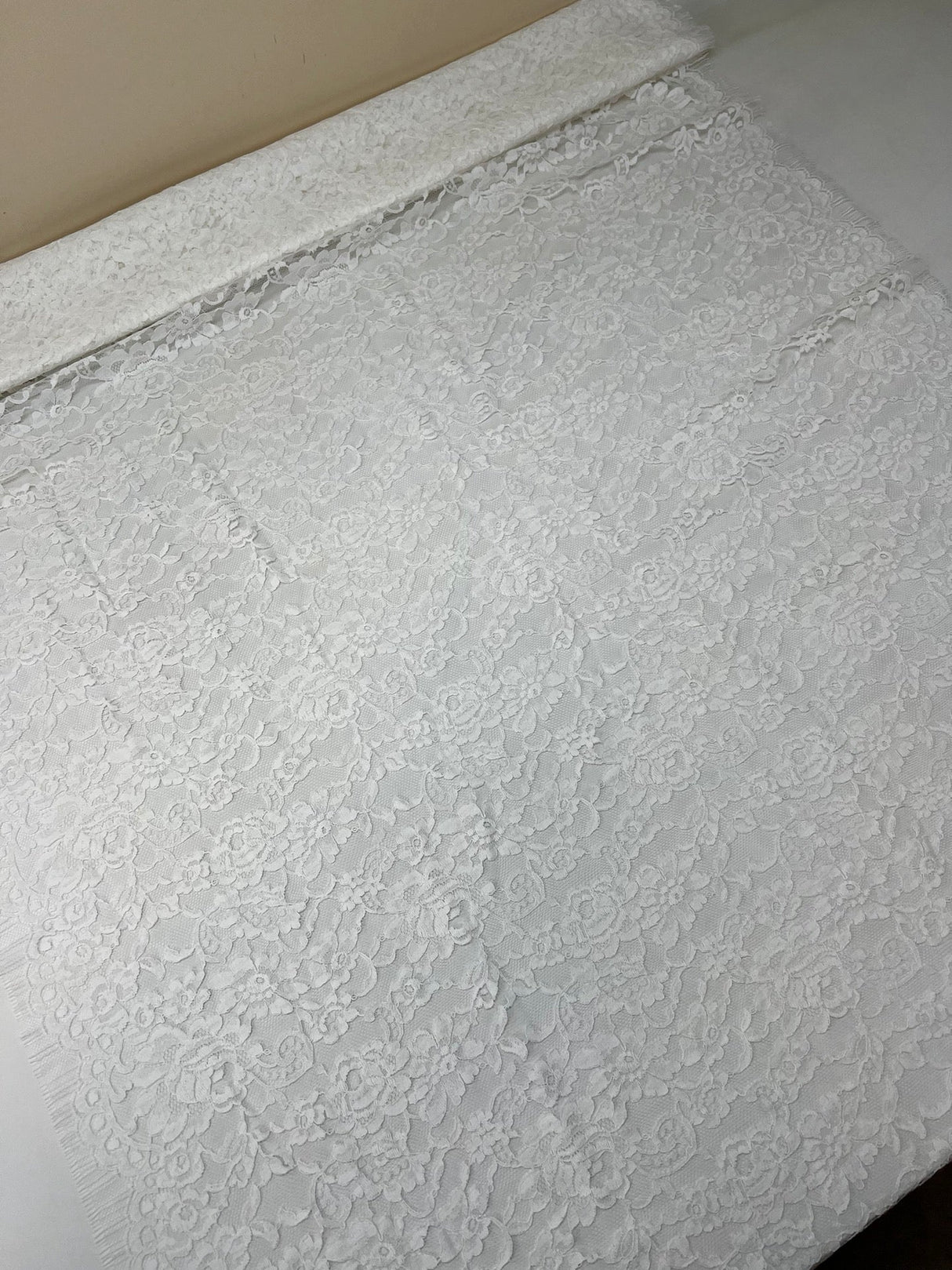 Cotton Lace Mesh Floral White