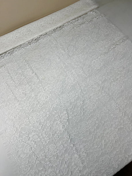 Cotton Lace Mesh Floral White
