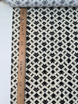 Polyamide Elastane Knitted Fabric Beige Black Geometric Print