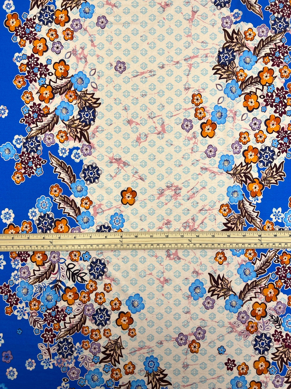 Viscose Knit Printed Beige-Blue
