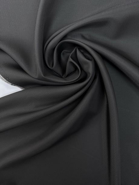 Italian Viscose Acetate Jacquard Fabric Gray Black Stripes