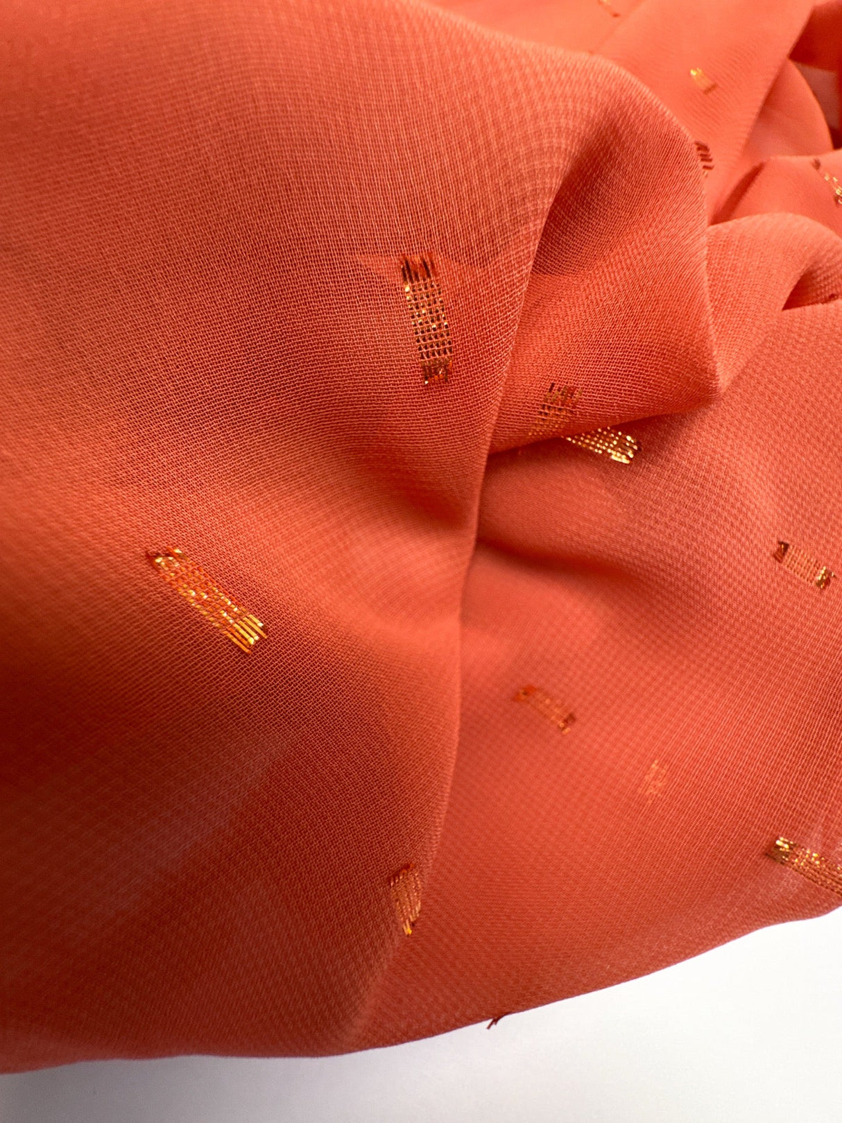 Polyamide Lurex Chiffon Orange Geometric