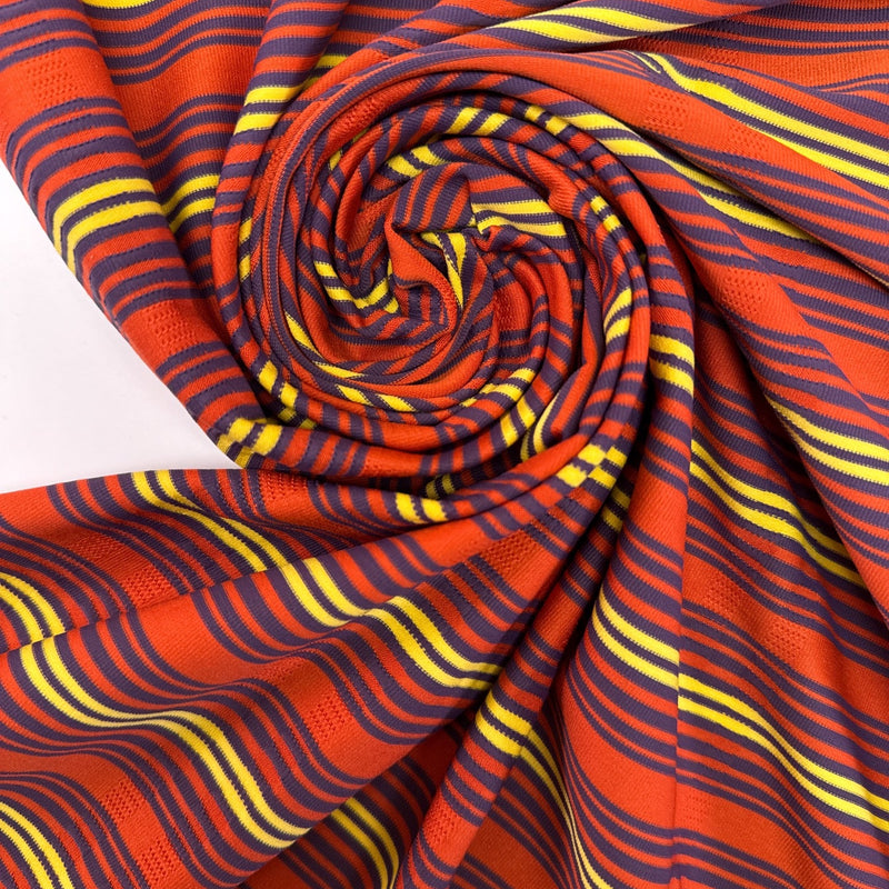 Jacquard Knit Striped Yellow Blue Orange