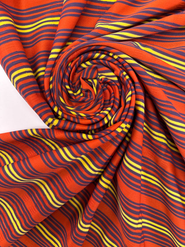 Jacquard Knit Striped Yellow Blue Orange