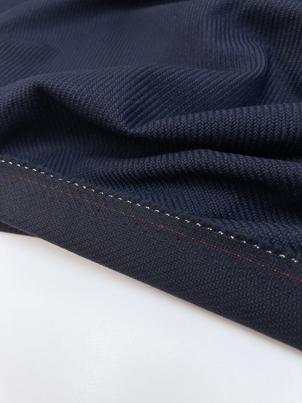 Wool Cotton Twill Fabric Blue Black